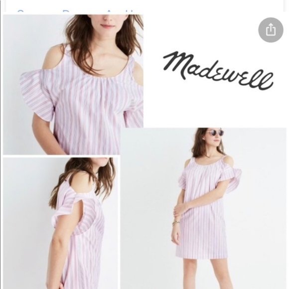 Madewell Cold Shoulder Stripe Dress Plus BONUS - Picture 1 of 7